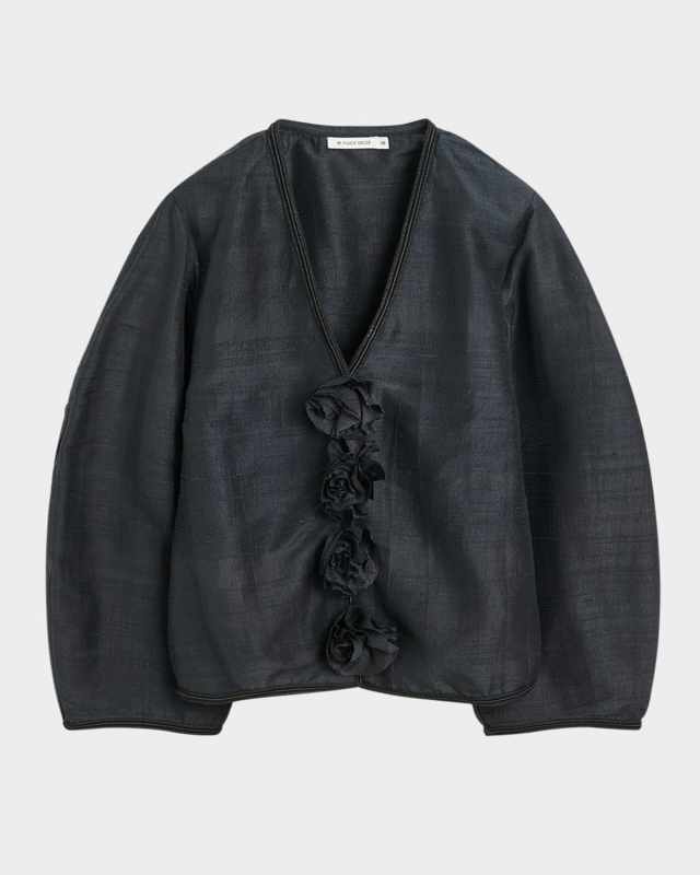 Mineas Floral Applique Silk Blouse
